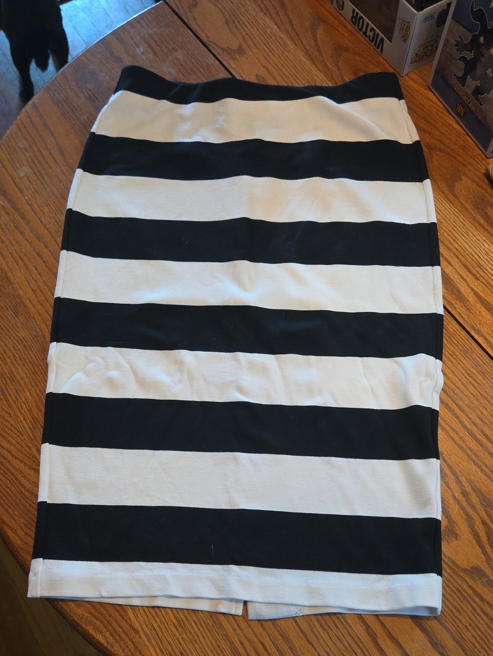 ECI Black and White Horizontal Stripe Pencil Skirt